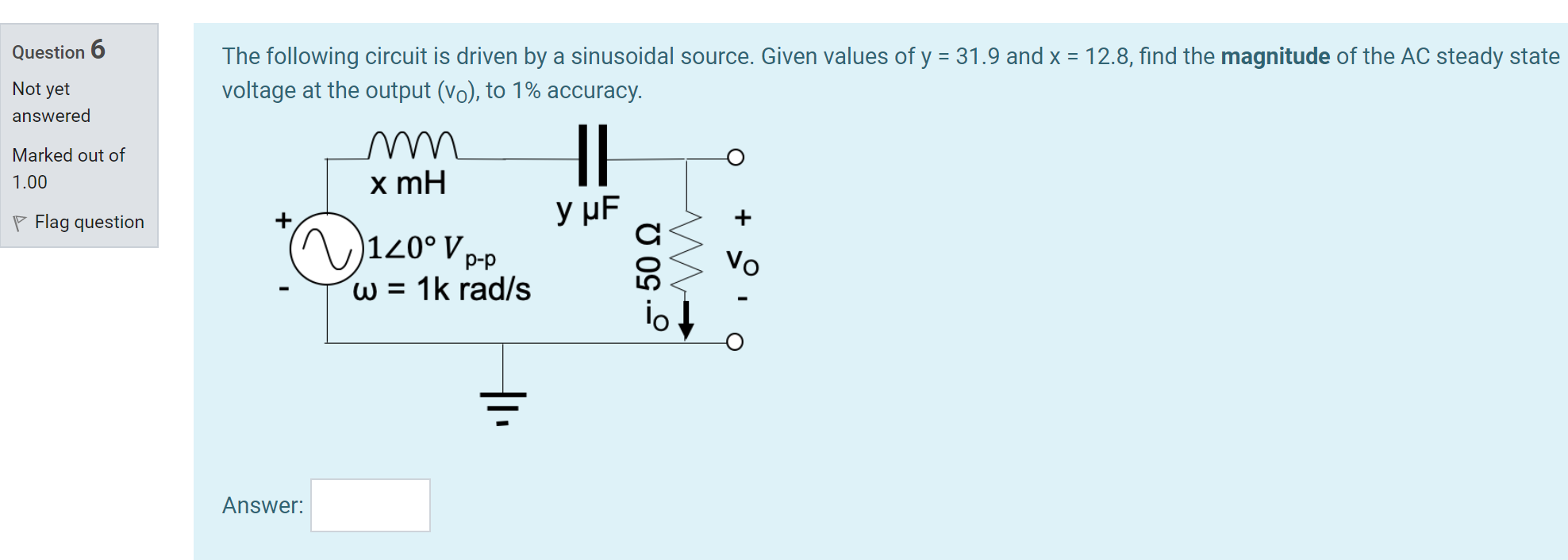 Solved Question 5 For the circuit shown below, which is | Chegg.com