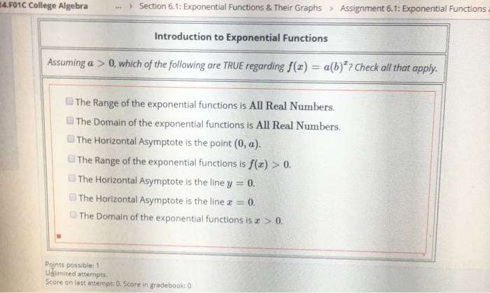 Solved Section 6.1: Exponential Functions & Their Graphs | Chegg.com