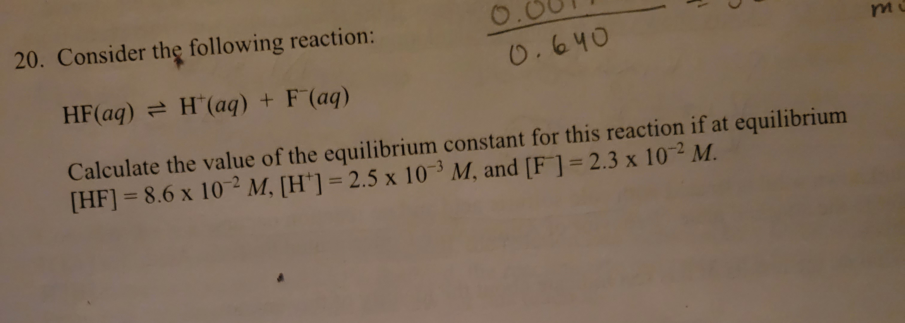 Solved 20. Consider The Following Reaction: | Chegg.com