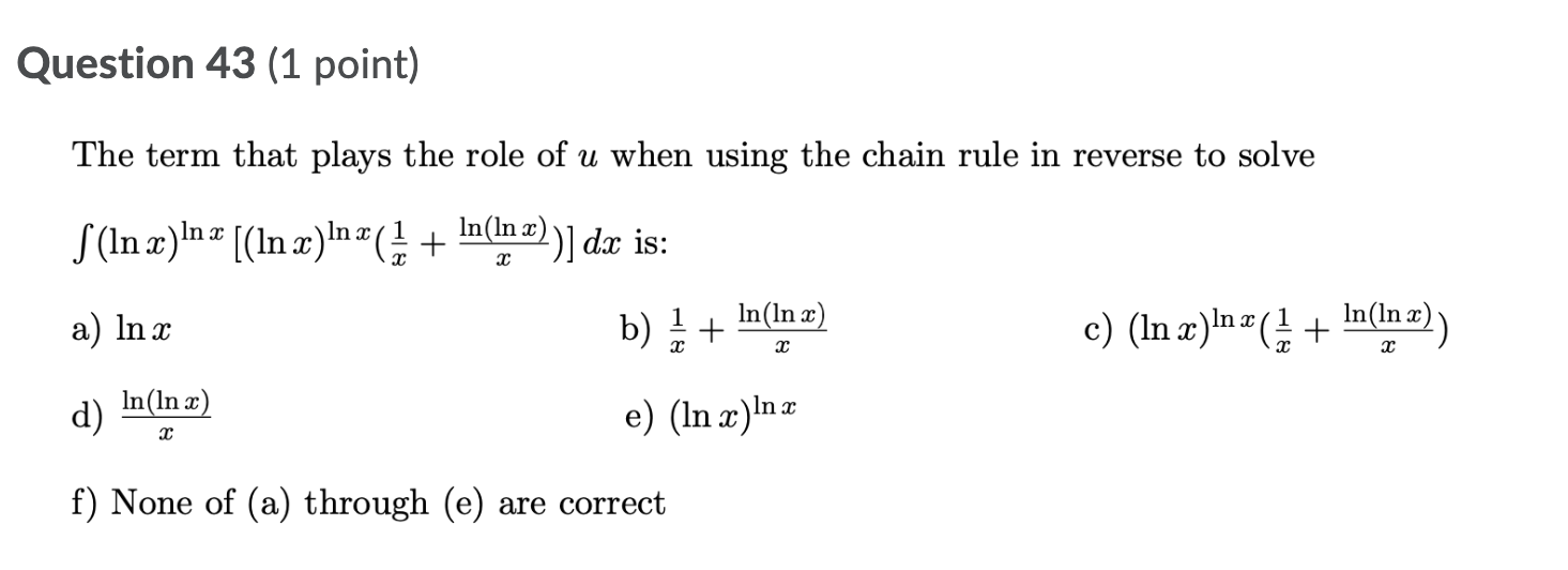 Solved Question 43 1 Point The Term That Plays The Role Of 7955