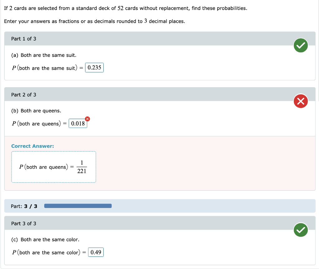 Solved If 2 cards are selected from a standard deck of 52