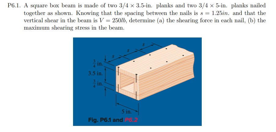 Solved 6.1. A square box beam is made of two 3/4×3.5-in