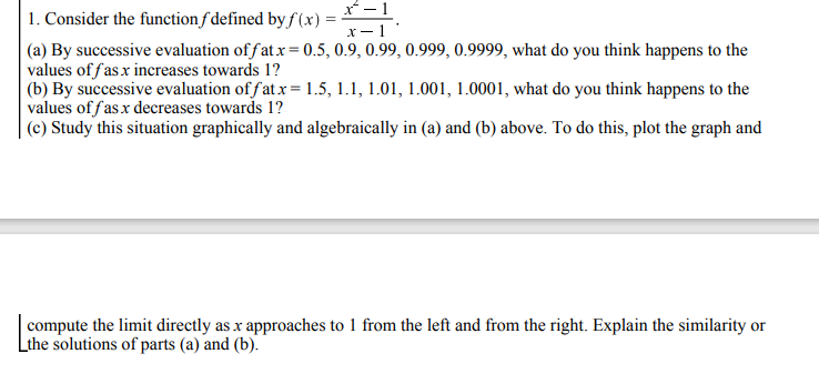 Solved r-1 1. Consider the function f defined by f(x) = x-1 | Chegg.com