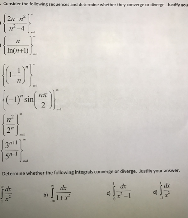 Solved Consider the following sequences and determine | Chegg.com