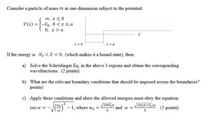 Solved Consider A Particle Of Mass M In One Dimension Chegg Com