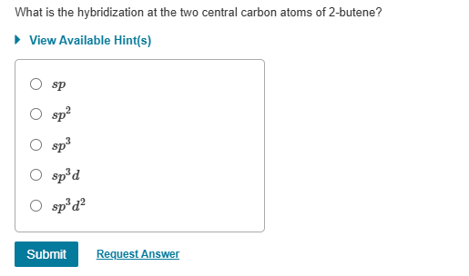 Solved What is the hybridization at the two central carbon | Chegg.com