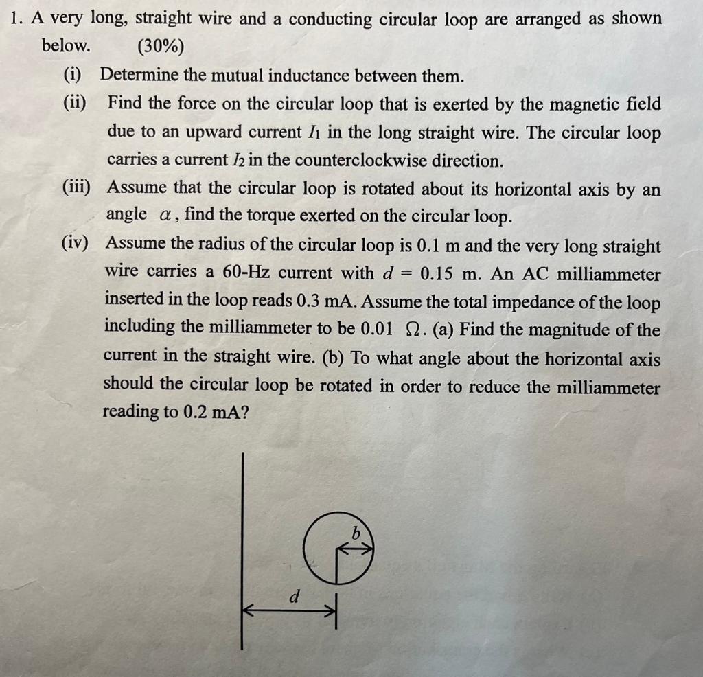 Solved A very long, straight wire and a conducting circular | Chegg.com