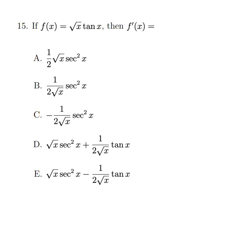 Solved 15 If F X Vaetan X Then F X A 3 Va Secºz Chegg Com