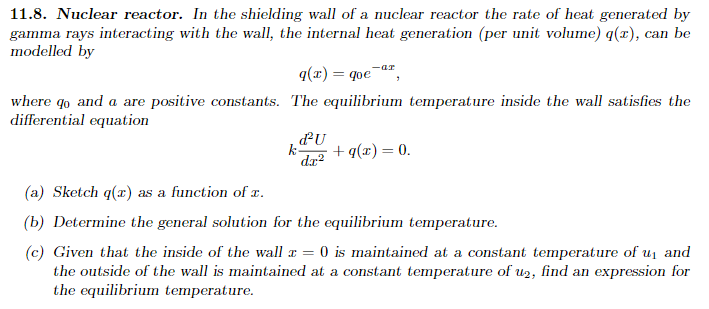 Solved -am 11.8. Nuclear reactor. In the shielding wall of a | Chegg.com