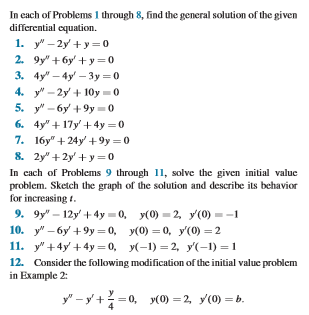 Solved Second order linear constant coefficients and Euler | Chegg.com