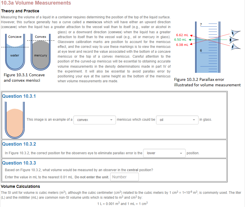 Solved Measuring the volume of a liquid in a container | Chegg.com