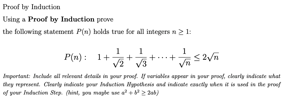 Solved Proof by Induction Using a Proof by Induction prove | Chegg.com