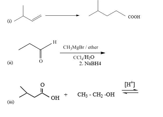 Solved COOH H CH3MgBr/ ether CCI/H2O 2. NaBH4 (11) [H] + CH3 | Chegg.com