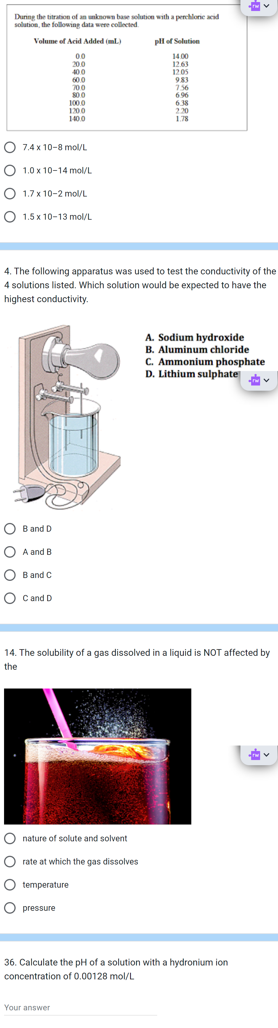 Solved During the titration of an unknown base solution with | Chegg.com