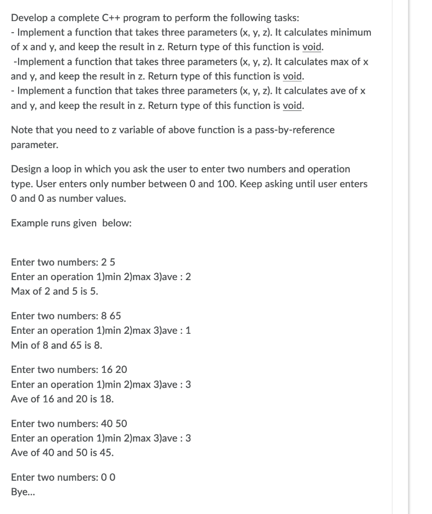 Solved Develop a complete C++ program to perform the | Chegg.com