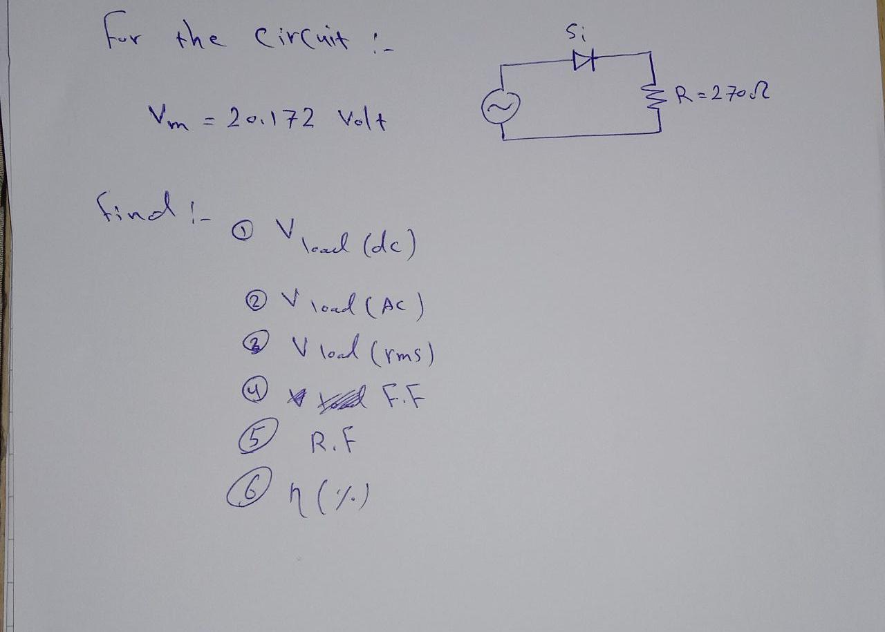 Solved for the circuit: vm=20.172 volt find:- (1) Vloal | Chegg.com