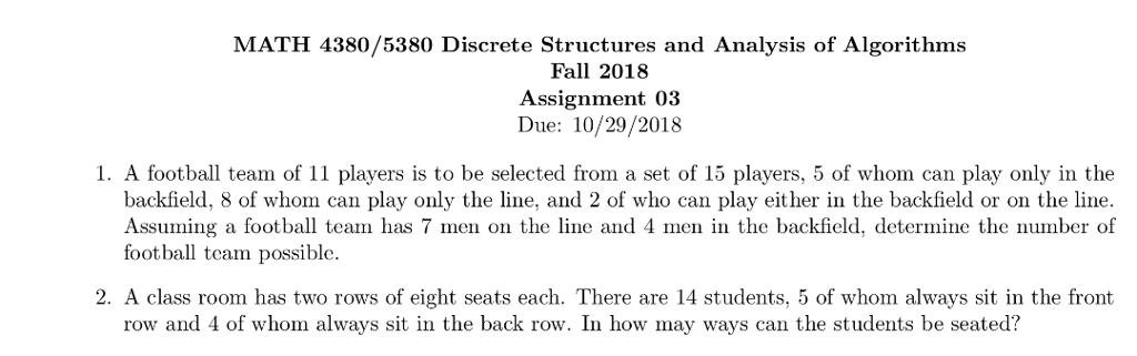 MATH 4380 5380 Discrete Structures and Analysis of Chegg