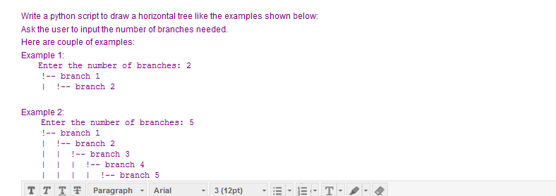 Solved Write a python script to draw a horizontal tree like | Chegg.com