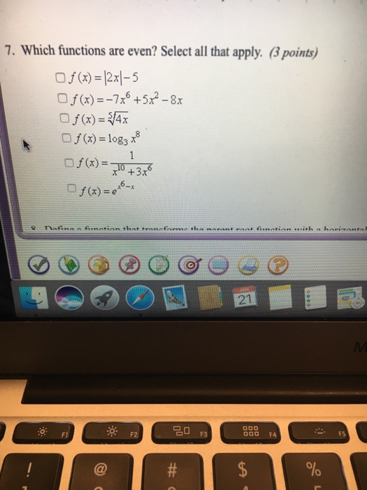 Solved 7 Which Functions Are Even Select All That Apply