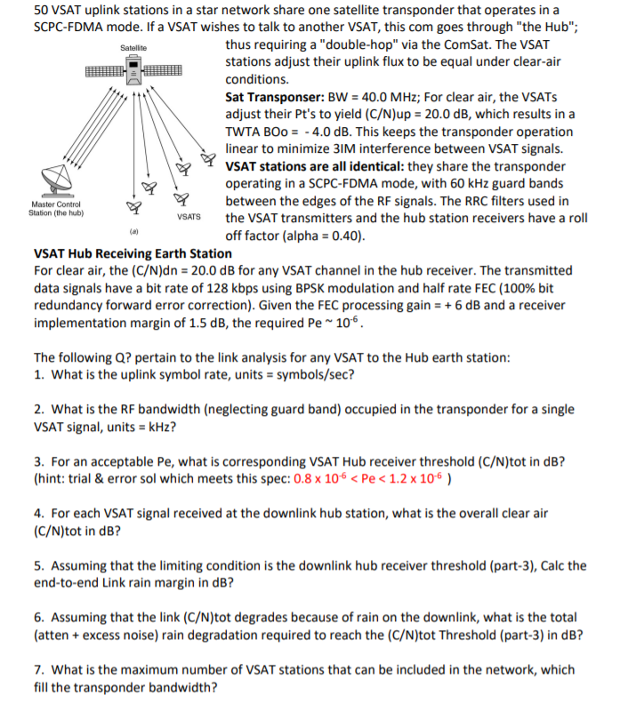 Satellite 50 Vsat Uplink Stations In A Star Networ Chegg Com