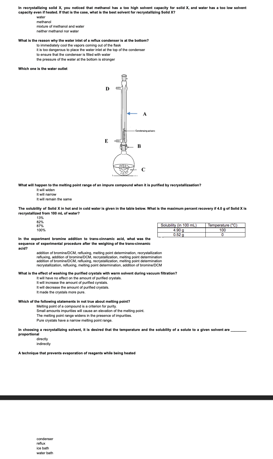 Solved In recrystallizing solid X, you noticed that methanol | Chegg.com