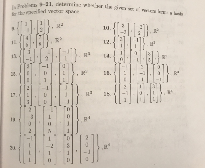 Solved 1, determine whether the given set of vectors forms a | Chegg.com
