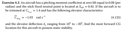 Solved Exercise 4.3. An aircraft has a pitching moment | Chegg.com