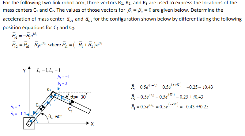 For the following two-link robot arm, three vectors | Chegg.com