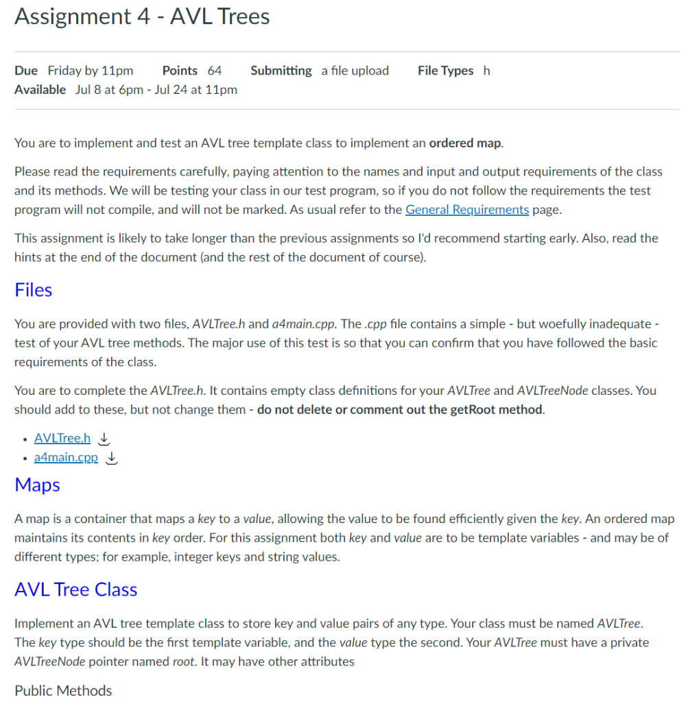 Solved You are to implement and test an AVL tree template Chegg