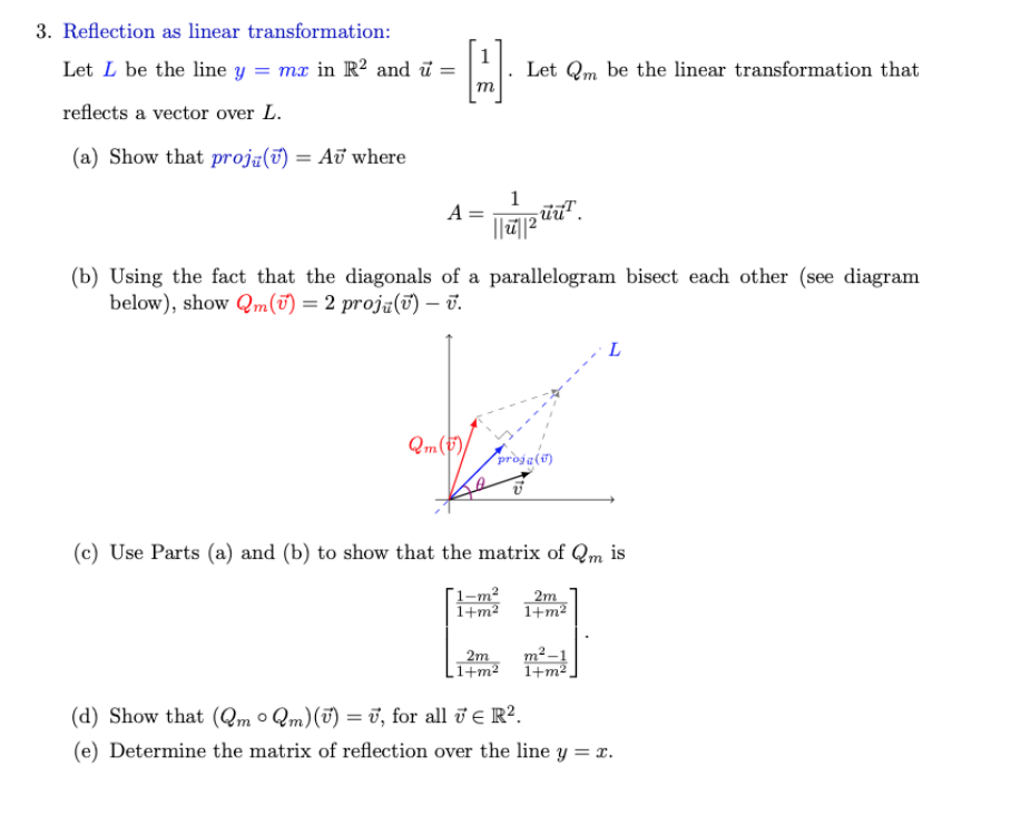 Solved 1 Let Qm Be The Linear Transformation That M 3 Re Chegg Com