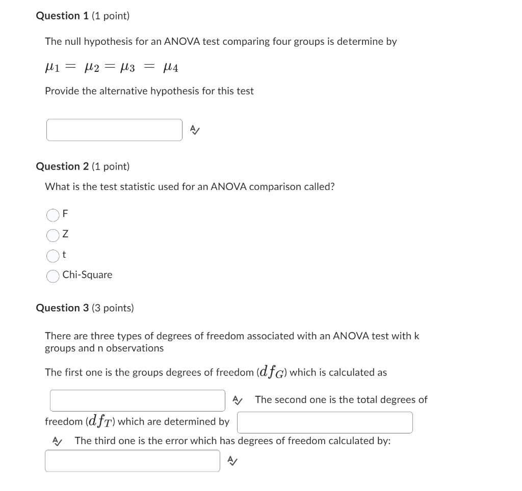 the null hypothesis for an anova analysis comparing