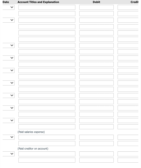 Check Account Title Example Solved Date Account Titles and Explanation Debit Credit | Chegg.com