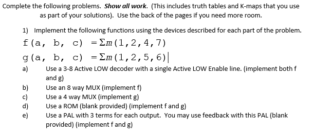 Solved Complete the following problems. Show all work. (This | Chegg.com
