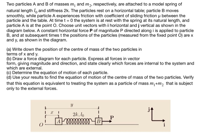 Solved Two particles A and B of masses m and m2, | Chegg.com