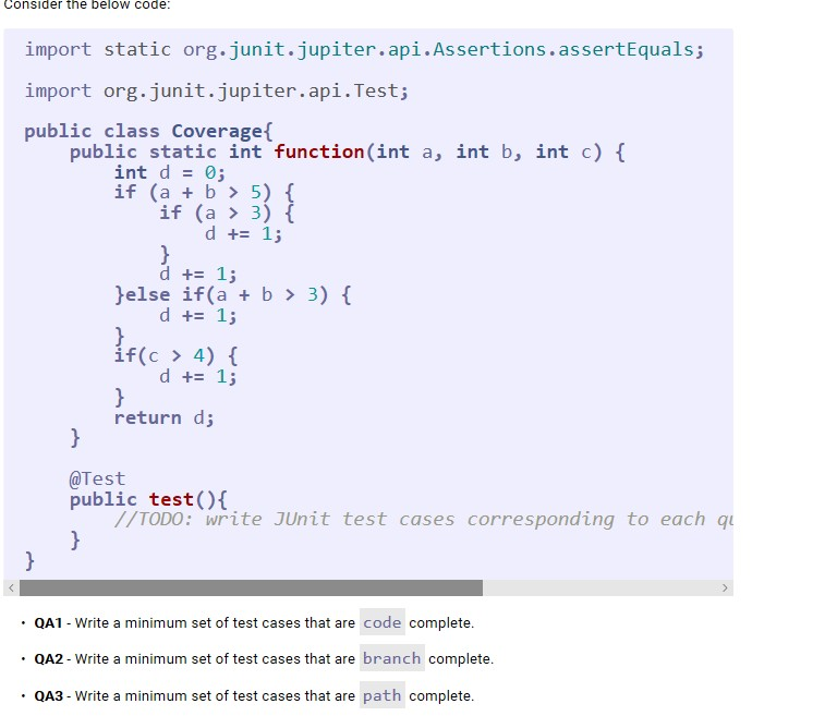 Consider the below code import static org. | Chegg.com