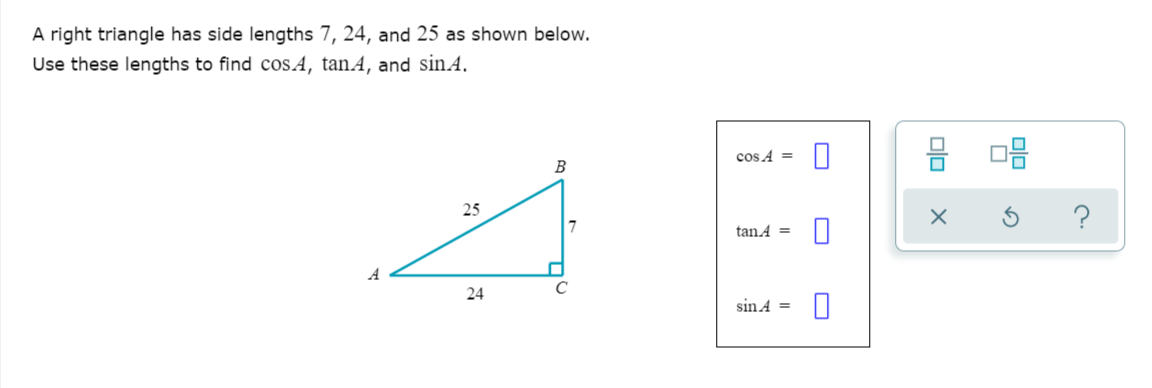 Solved A right triangle has side lengths 7 24 and 25 as Chegg