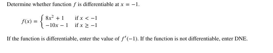 Solved Determine whether function f is differentiable at | Chegg.com