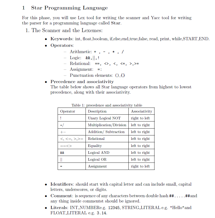 Solved 1 Star Programming Language For this phase, you will | Chegg.com