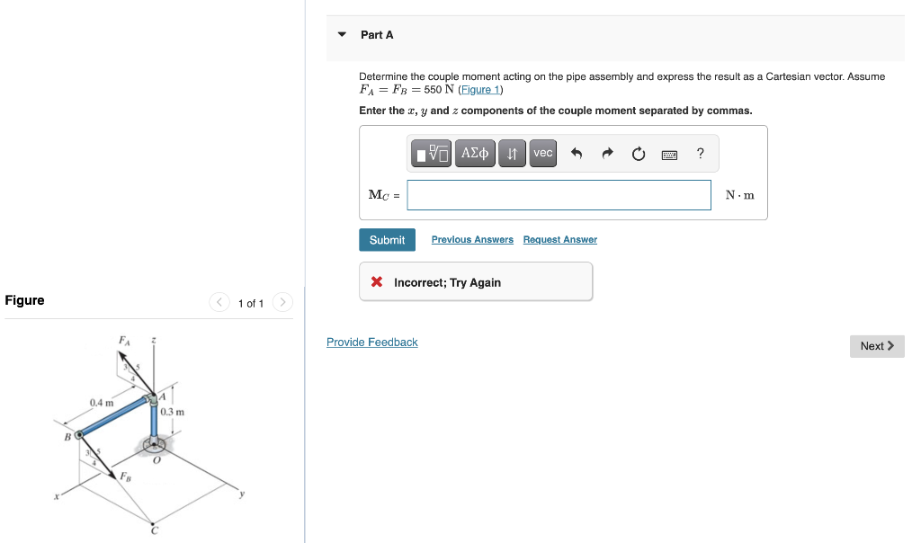 Solved Determine the couple moment acting on the pipe | Chegg.com