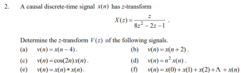 Solved A Causal Discrete Time Signal X N Has A Z Transfo Chegg Com