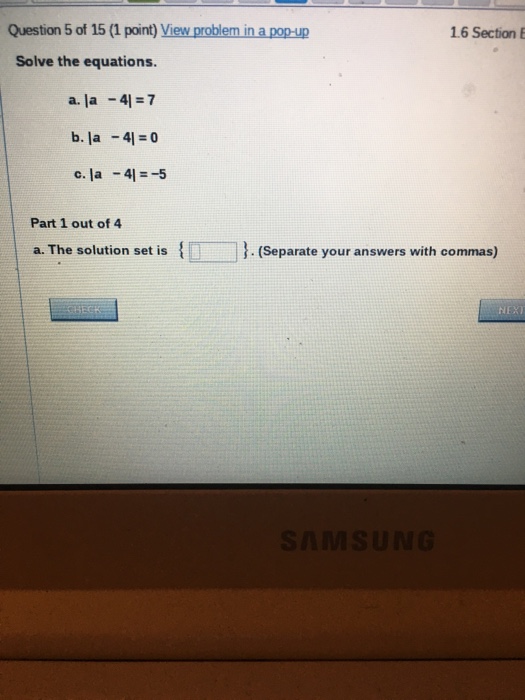 Solved Question 5 of 15 (1 point) V Solve the equations 16 | Chegg.com