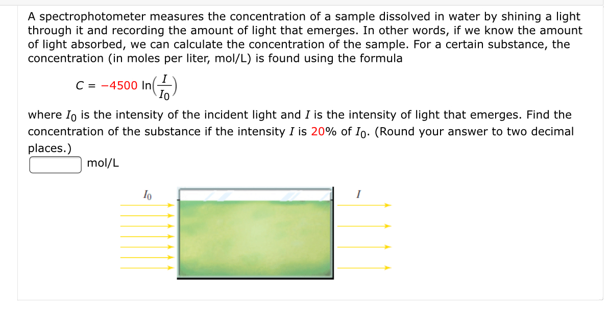 Solved A spectrophotometer measures the concentration of a