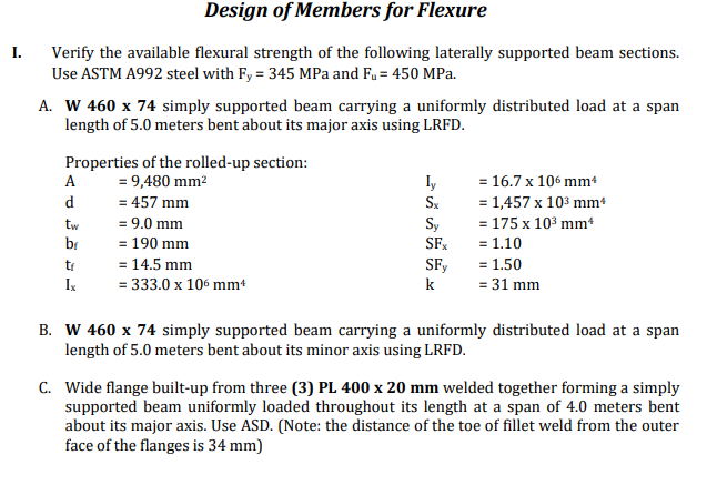 Design of Members for Flexure I. Verify the available | Chegg.com