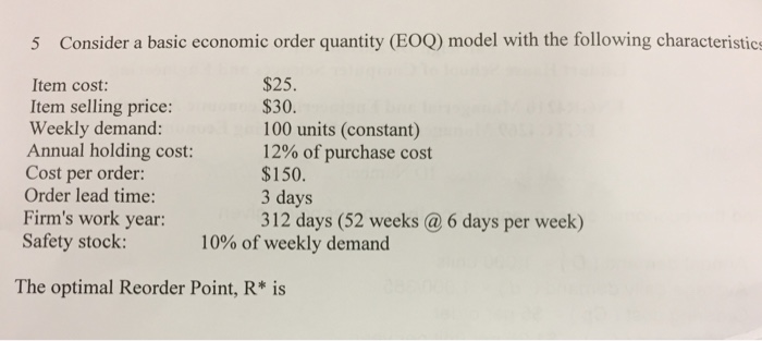 Solved Consider a basic economic order quantity (EOQ) model | Chegg.com