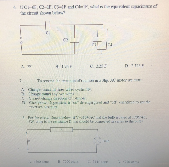 Solved 6. If Cl-6F, C2-1F, C3-1F and C4-1F, what is the | Chegg.com