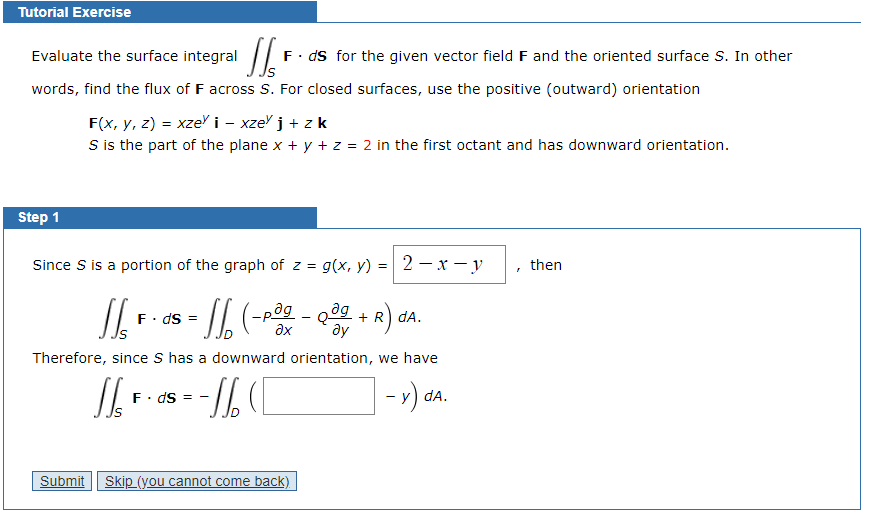 Solved Tutorial Exercise st Evaluate the surface integral | Chegg.com