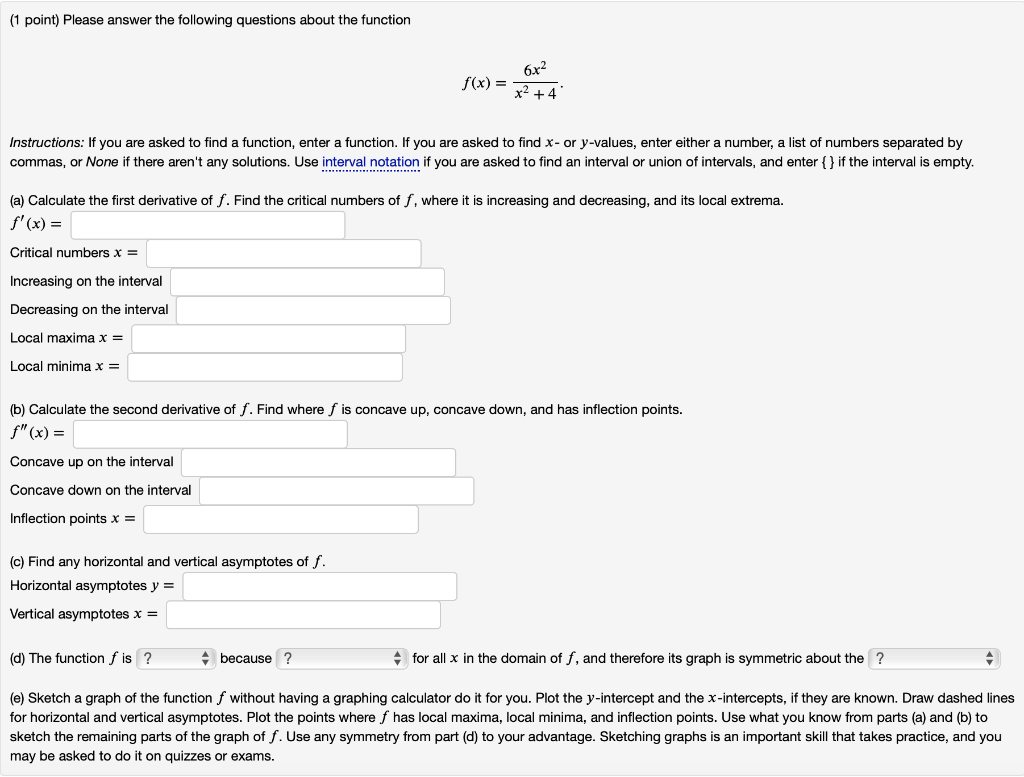 Solved (1 point) Please answer the following questions about | Chegg.com
