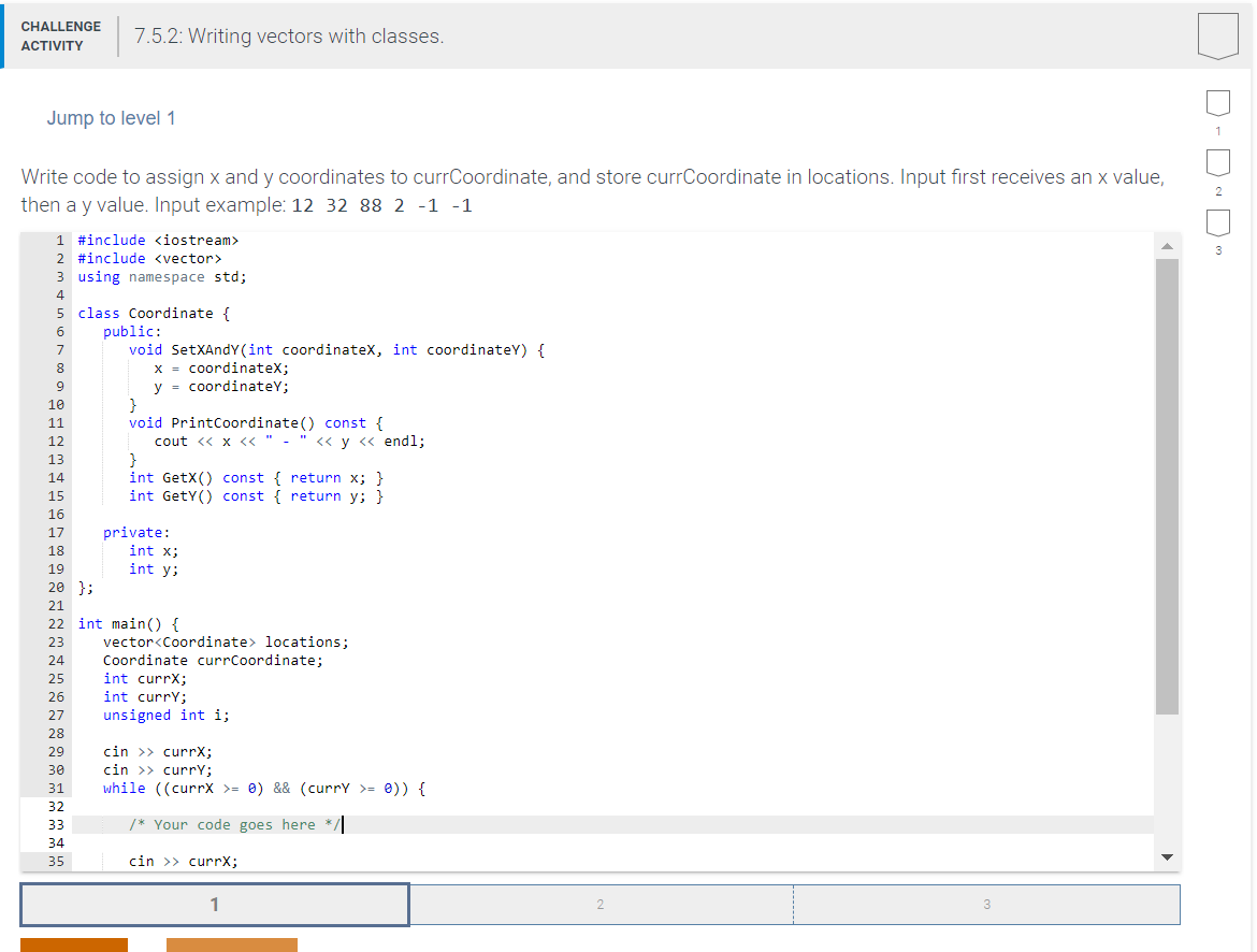 Solved CHALLENGE ACTIVITY 7.5.2: Writing vectors with | Chegg.com