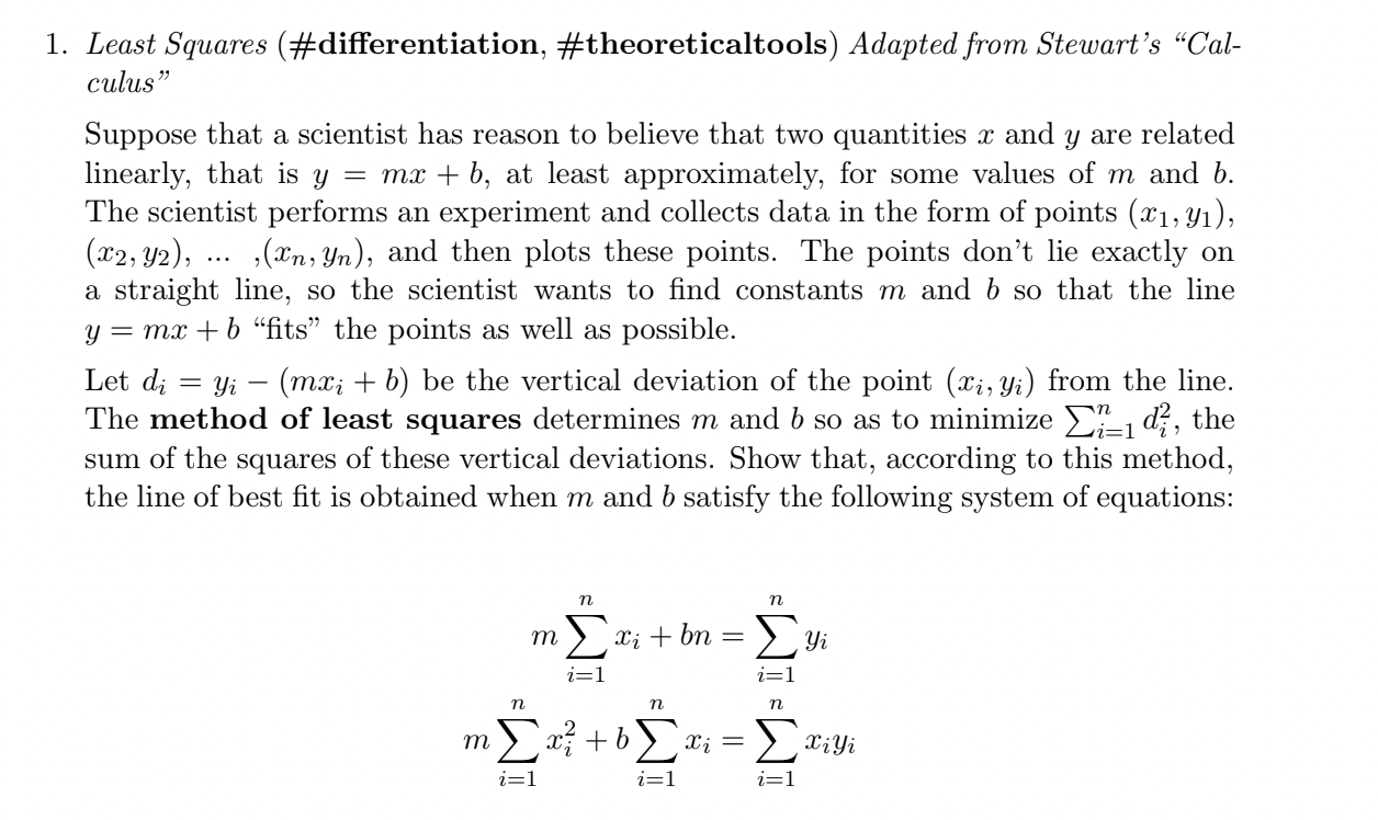 Solved Least Squares (\#differentiation, #theoreticaltools) | Chegg.com