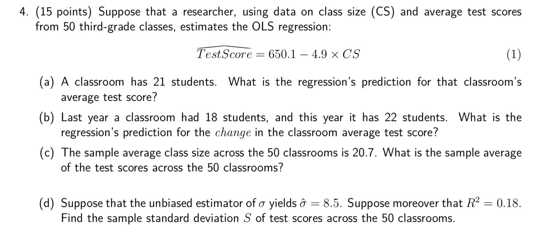 Solved 4 15 Points Suppose That A Researcher Using Da Chegg Com